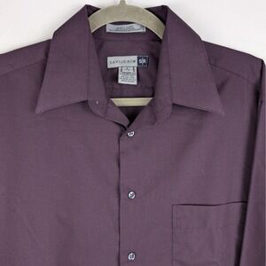 Savile Row Dress Shirt Mens 16‎ 32/33 SR Easy Care Plum Long Sleeve Button Up